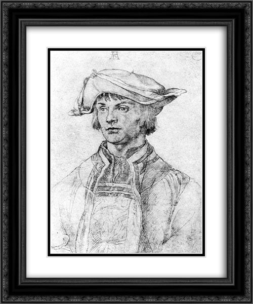 Portrait of Lucas van Leyden 20x24 Black Ornate Wood Framed Art Print Poster with Double Matting by Durer, Albrecht