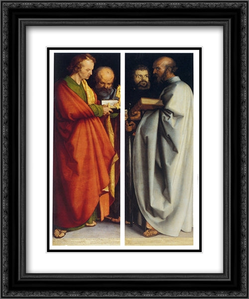 Four Apostles 20x24 Black Ornate Wood Framed Art Print Poster with Double Matting by Durer, Albrecht