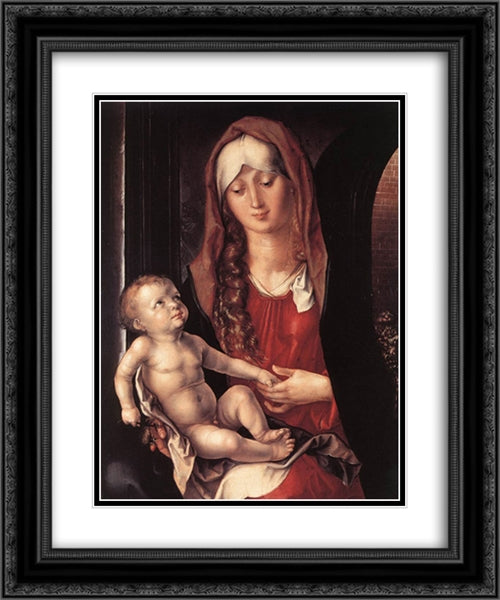 Virgin and Child before an Archway 20x24 Black Ornate Wood Framed Art Print Poster with Double Matting by Durer, Albrecht