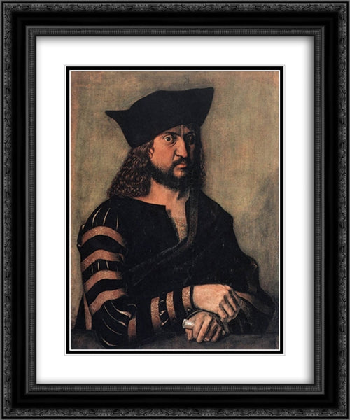 Portrait of Elector Frederick the Wise of Saxony 20x24 Black Ornate Wood Framed Art Print Poster with Double Matting by Durer, Albrecht