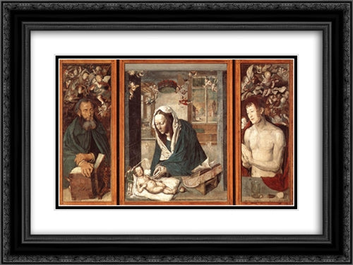 The Dresden Altarpiece 24x18 Black Ornate Wood Framed Art Print Poster with Double Matting by Durer, Albrecht