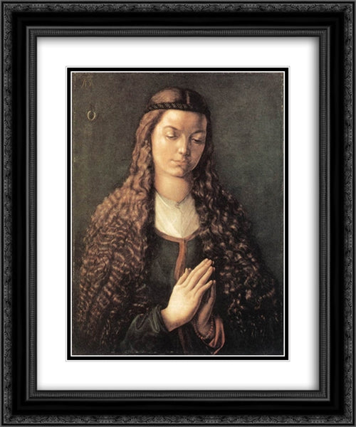 Portrait of a Young Furleger with Loose Hair 20x24 Black Ornate Wood Framed Art Print Poster with Double Matting by Durer, Albrecht