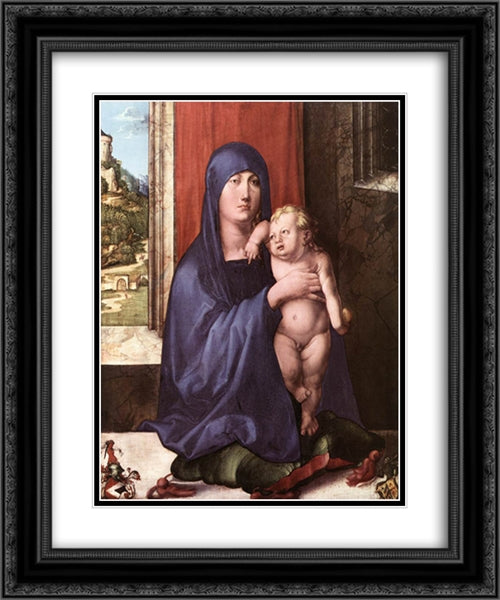 Madonna and Child (Haller Madonna) 20x24 Black Ornate Wood Framed Art Print Poster with Double Matting by Durer, Albrecht