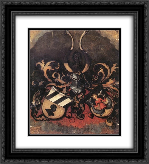 Combined Coat-of-Arms of the Tucher and Rieter Families 20x22 Black Ornate Wood Framed Art Print Poster with Double Matting by Durer, Albrecht