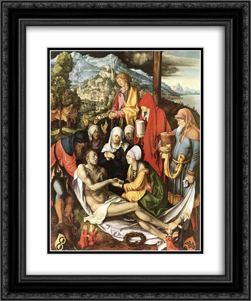 Lamentation for Christ 20x24 Black Ornate Wood Framed Art Print Poster with Double Matting by Durer, Albrecht