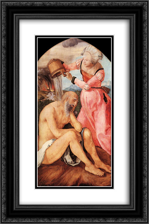 Job and His Wife 16x24 Black Ornate Wood Framed Art Print Poster with Double Matting by Durer, Albrecht