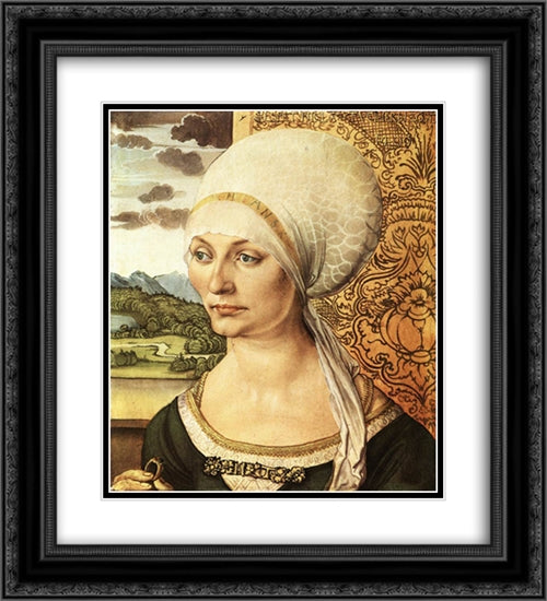 Portrait of Elsbeth Tucher 20x22 Black Ornate Wood Framed Art Print Poster with Double Matting by Durer, Albrecht