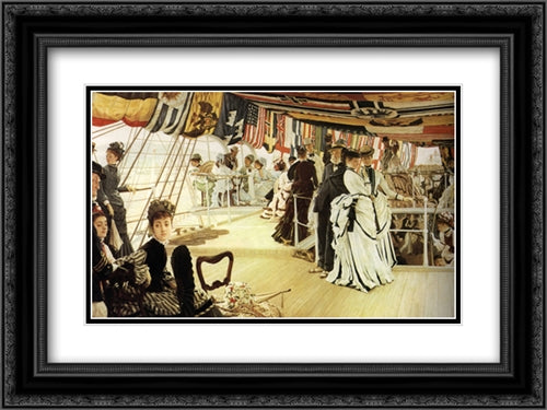 The Ball on Shipboard 24x18 Black Ornate Wood Framed Art Print Poster with Double Matting by Tissot, James