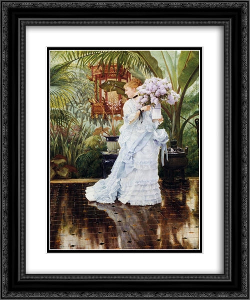 The Bunch of Violets 20x24 Black Ornate Wood Framed Art Print Poster with Double Matting by Tissot, James