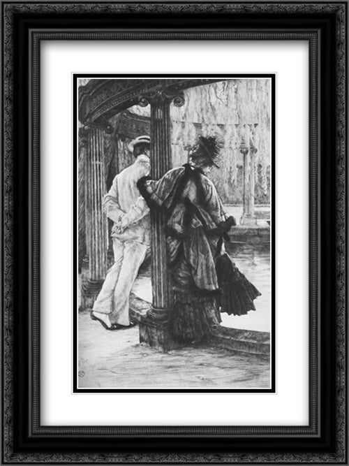 Lover's tiff 18x24 Black Ornate Wood Framed Art Print Poster with Double Matting by Tissot, James