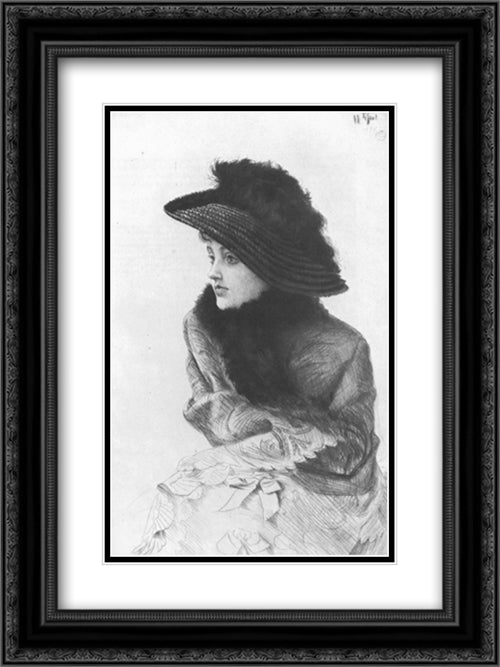 Portrait de M. N ... 18x24 Black Ornate Wood Framed Art Print Poster with Double Matting by Tissot, James