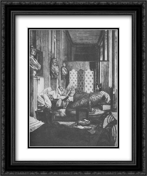 The Green Room of the Theatre Fran'ais (Souvenir of the Siege of Paris) 20x24 Black Ornate Wood Framed Art Print Poster with Double Matting by Tissot, James