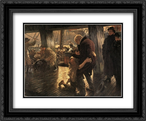 The Prodigal Son in Modern Life: The Return 24x20 Black Ornate Wood Framed Art Print Poster with Double Matting by Tissot, James