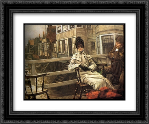 Waiting for the Ferry 24x20 Black Ornate Wood Framed Art Print Poster with Double Matting by Tissot, James