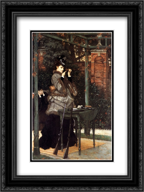 At the Rifle Range 18x24 Black Ornate Wood Framed Art Print Poster with Double Matting by Tissot, James