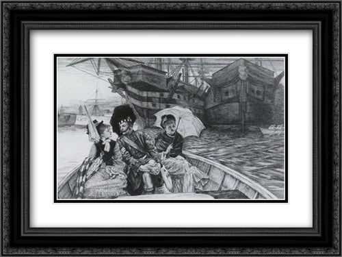 How Happy I Could be with Either 24x18 Black Ornate Wood Framed Art Print Poster with Double Matting by Tissot, James