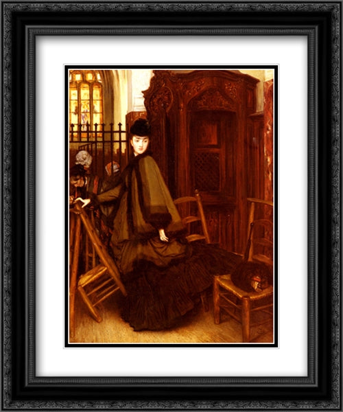 In the Church 20x24 Black Ornate Wood Framed Art Print Poster with Double Matting by Tissot, James