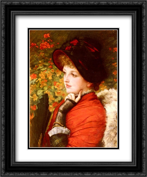 Type Of Beauty 20x24 Black Ornate Wood Framed Art Print Poster with Double Matting by Tissot, James