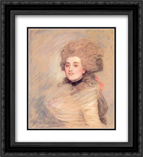 Portrait of an Actress in Eighteenth Century Dress 20x22 Black Ornate Wood Framed Art Print Poster with Double Matting by Tissot, James