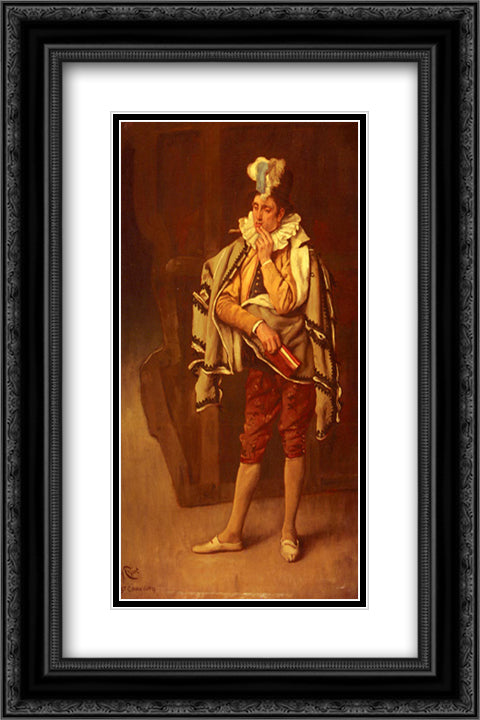 Le Comedien 16x24 Black Ornate Wood Framed Art Print Poster with Double Matting by Tissot, James