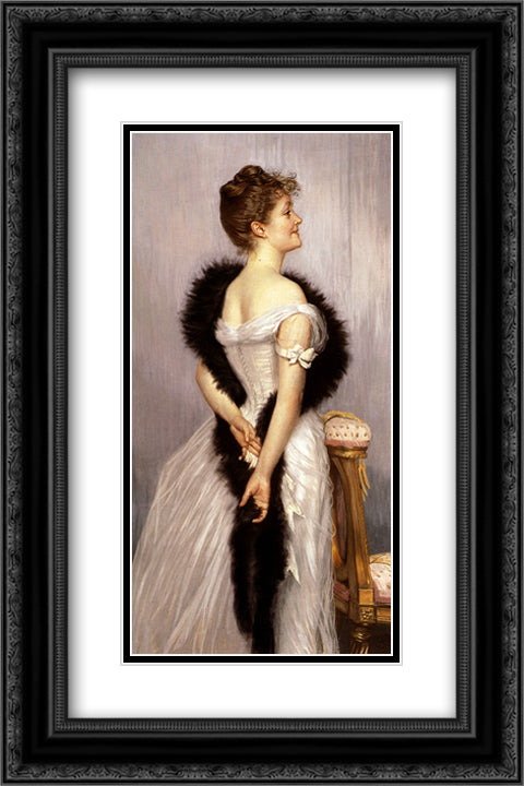 Vicomtesse De Montmorand 16x24 Black Ornate Wood Framed Art Print Poster with Double Matting by Tissot, James