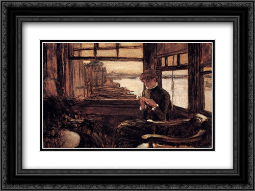 Study For The Prodigal Son In Modern Life: The Departure 24x18 Black Ornate Wood Framed Art Print Poster with Double Matting by Tissot, James