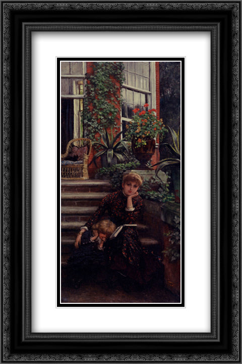 La Soeur Ainee 16x24 Black Ornate Wood Framed Art Print Poster with Double Matting by Tissot, James