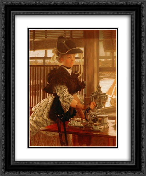 Afternoon Coffee 20x24 Black Ornate Wood Framed Art Print Poster with Double Matting by Tissot, James