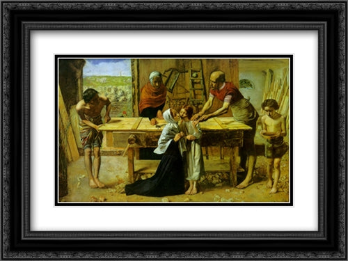 Christ in the House of His Parents 24x18 Black Ornate Wood Framed Art Print Poster with Double Matting by Tissot, James