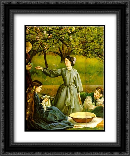 Apple Blossoms (Spring) - detail II 20x24 Black Ornate Wood Framed Art Print Poster with Double Matting by Tissot, James