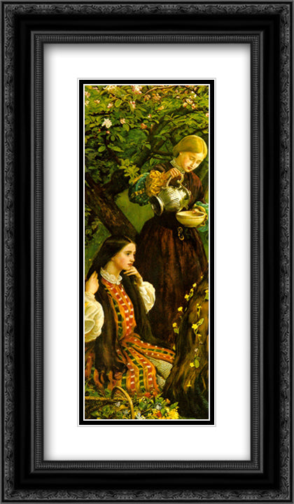 Apple Blossoms (Spring) - detail III 14x24 Black Ornate Wood Framed Art Print Poster with Double Matting by Tissot, James