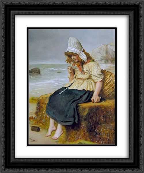 Message from the Sea 20x24 Black Ornate Wood Framed Art Print Poster with Double Matting by Tissot, James