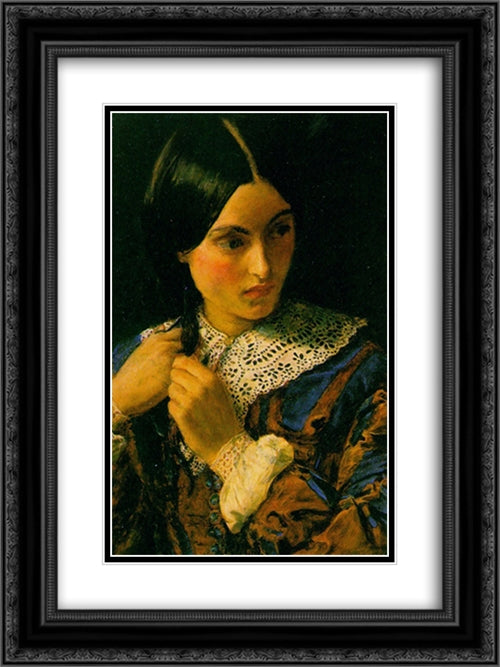 A Beauty 18x24 Black Ornate Wood Framed Art Print Poster with Double Matting by Tissot, James