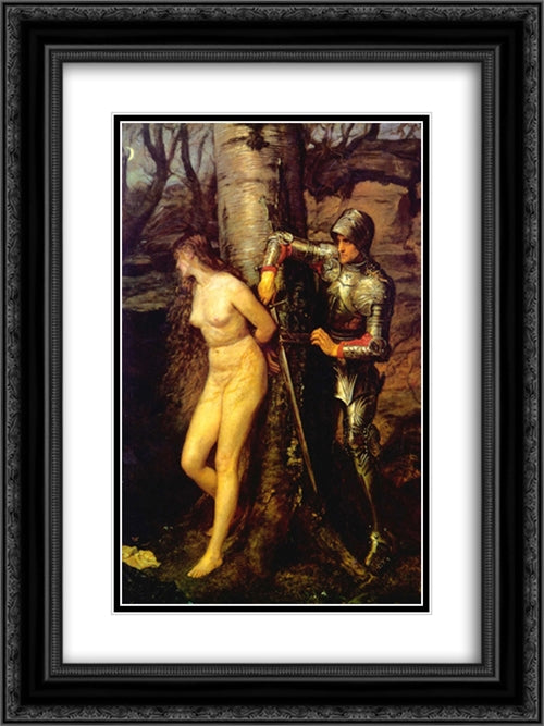 The Knight Errant 18x24 Black Ornate Wood Framed Art Print Poster with Double Matting by Tissot, James