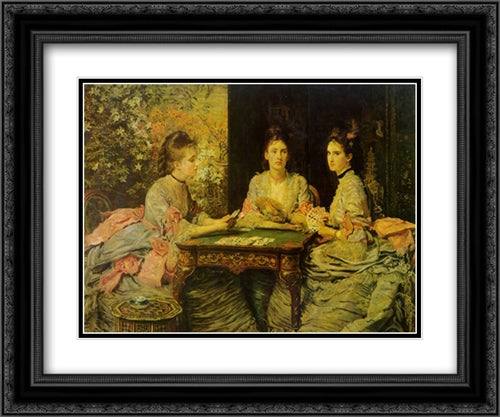 Hearts are Trumps 24x20 Black Ornate Wood Framed Art Print Poster with Double Matting by Tissot, James