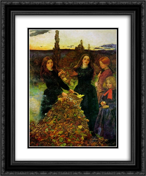 Autumn Leaves 20x24 Black Ornate Wood Framed Art Print Poster with Double Matting by Tissot, James