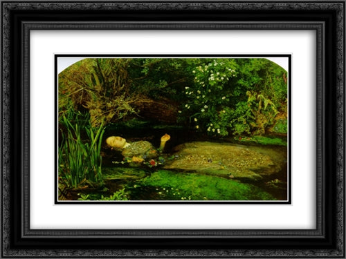 Ophelia 24x18 Black Ornate Wood Framed Art Print Poster with Double Matting by Tissot, James