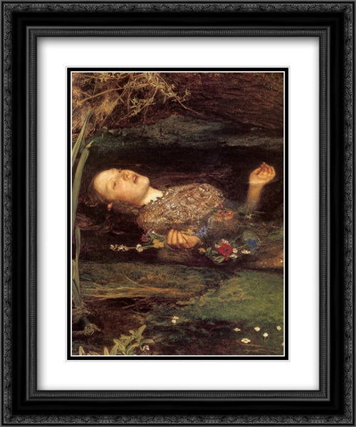 Ophelia [detail] 20x24 Black Ornate Wood Framed Art Print Poster with Double Matting by Tissot, James