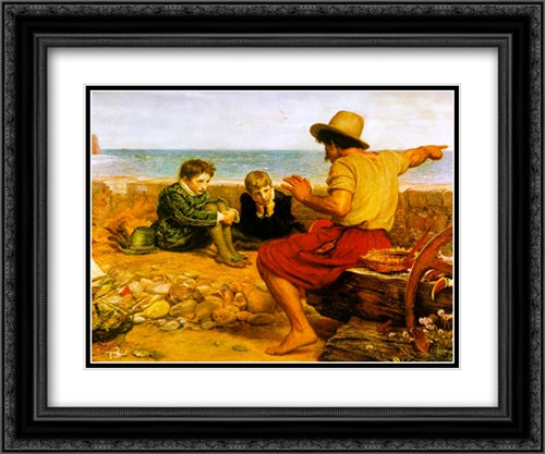 The Boyhood of Raleigh 24x20 Black Ornate Wood Framed Art Print Poster with Double Matting by Tissot, James