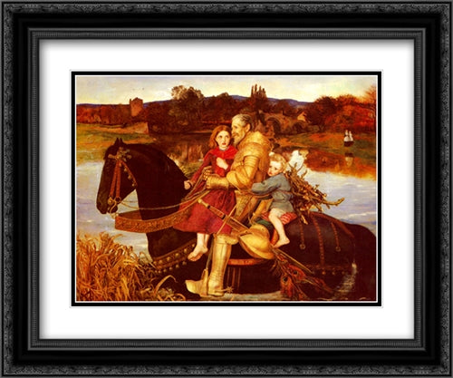 A Dream of the Past - Sir Isumbras at the Ford 24x20 Black Ornate Wood Framed Art Print Poster with Double Matting by Tissot, James