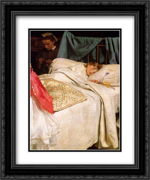 Sleeping 20x24 Black Ornate Wood Framed Art Print Poster with Double Matting by Tissot, James