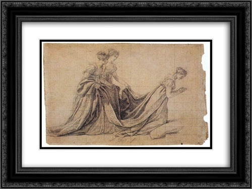 The Empress Josephine Kneeling with Mme de la Rochefoucauld and Mme de la Valette 24x18 Black Ornate Wood Framed Art Print Poster with Double Matting by Tissot, James