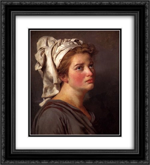 Portrait of a Young Woman in a Turban 20x22 Black Ornate Wood Framed Art Print Poster with Double Matting by Tissot, James