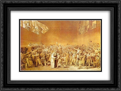 The Tennis Court Oath 24x18 Black Ornate Wood Framed Art Print Poster with Double Matting by Tissot, James