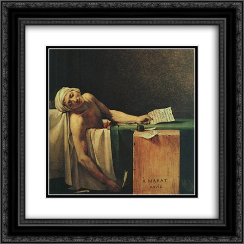 The Death of Marat 20x20 Black Ornate Wood Framed Art Print Poster with Double Matting by Tissot, James