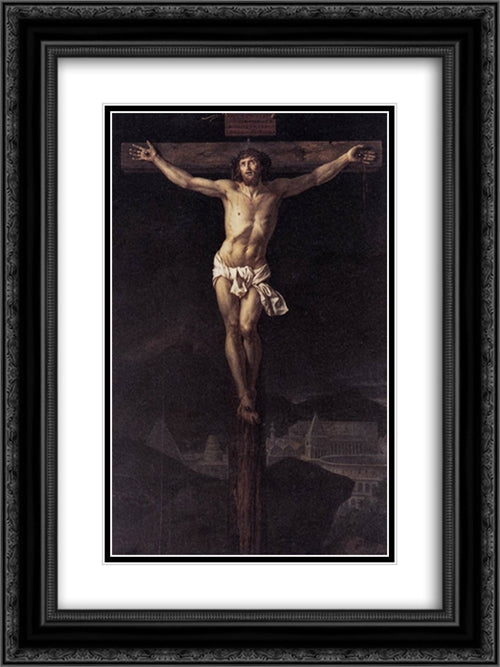 Christ on the Cross 18x24 Black Ornate Wood Framed Art Print Poster with Double Matting by Tissot, James