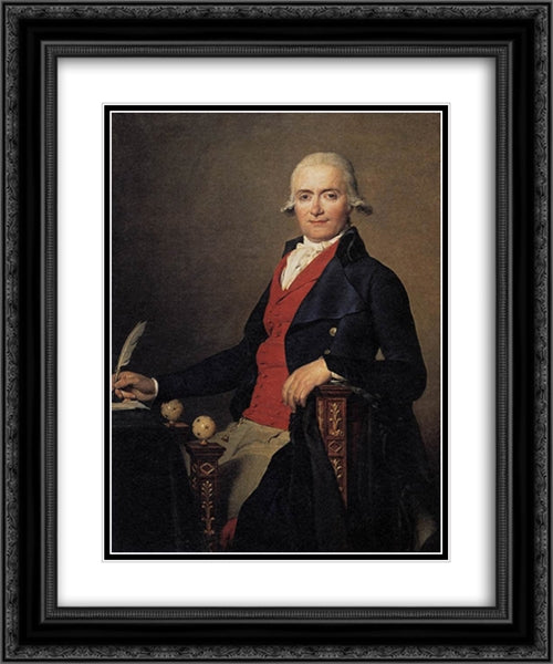 Portrait of Gaspar Mayer 20x24 Black Ornate Wood Framed Art Print Poster with Double Matting by David, Jacques Louis