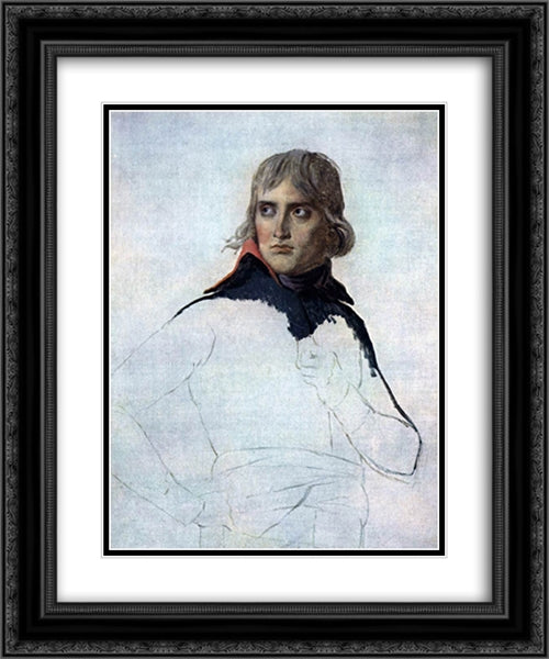 Portrait of General Bonaparte 20x24 Black Ornate Wood Framed Art Print Poster with Double Matting by David, Jacques Louis