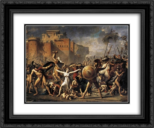 The Intervention of the Sabine Women 24x20 Black Ornate Wood Framed Art Print Poster with Double Matting by David, Jacques Louis