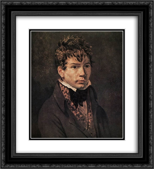 Portrait of Ingres 20x22 Black Ornate Wood Framed Art Print Poster with Double Matting by David, Jacques Louis